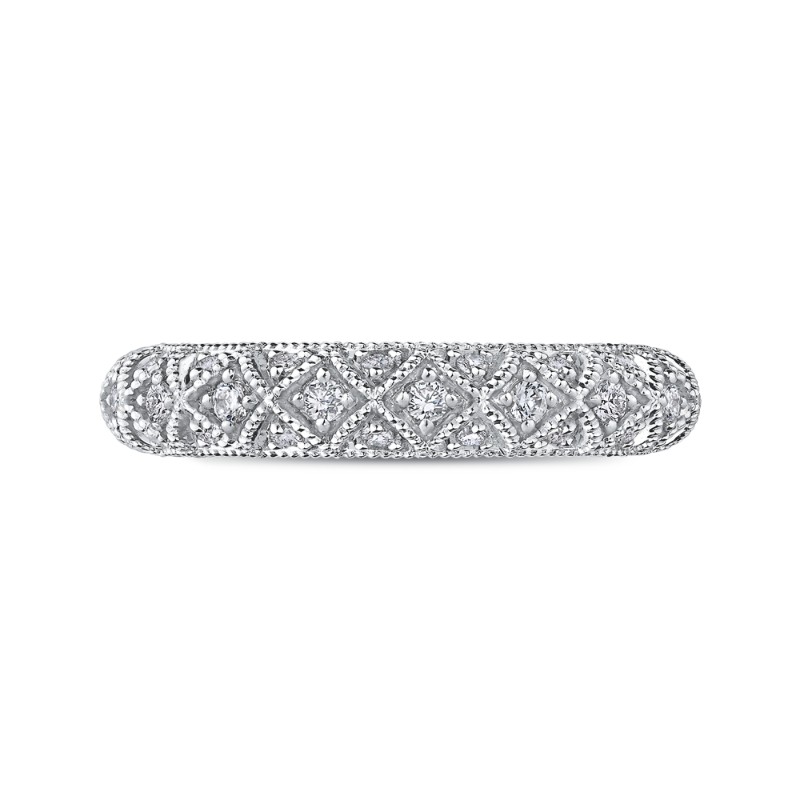 Round Diamond Half-Eternity Wedding Band in 14K White Gold