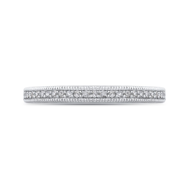 Round Diamond Half-Eternity Wedding Band in 14K White Gold