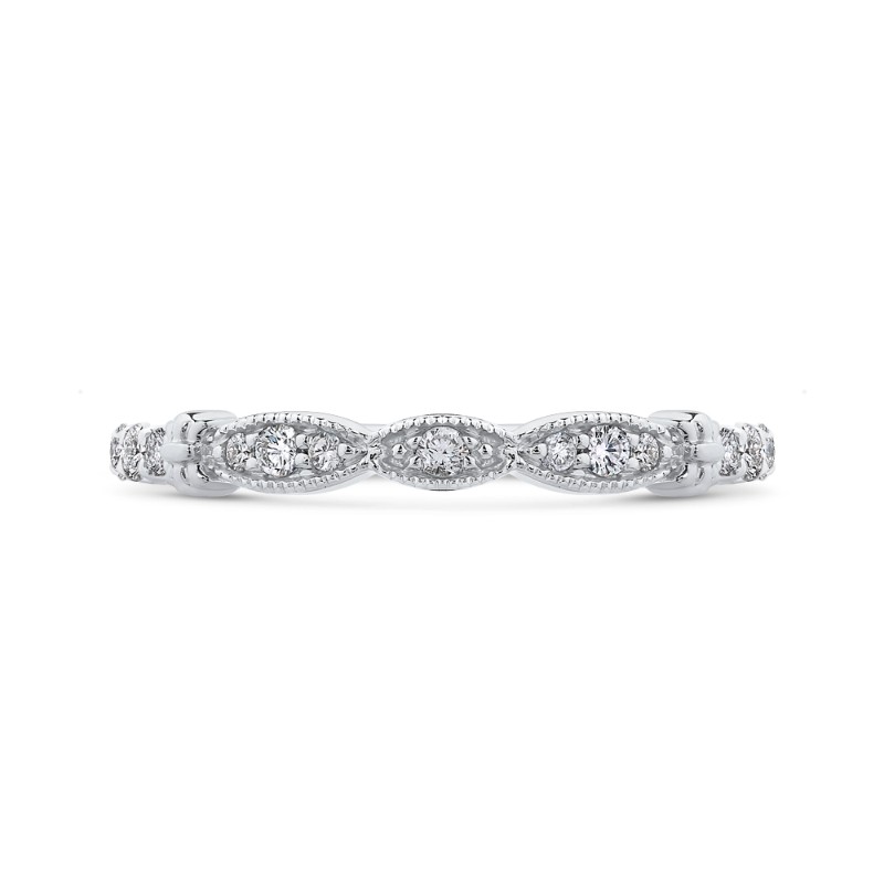 Round Diamond Half-Eternity Wedding Band in 14K White Gold