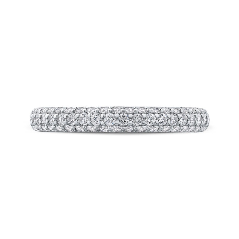 Round Diamond Half-Eternity Wedding Band in 14K White Gold