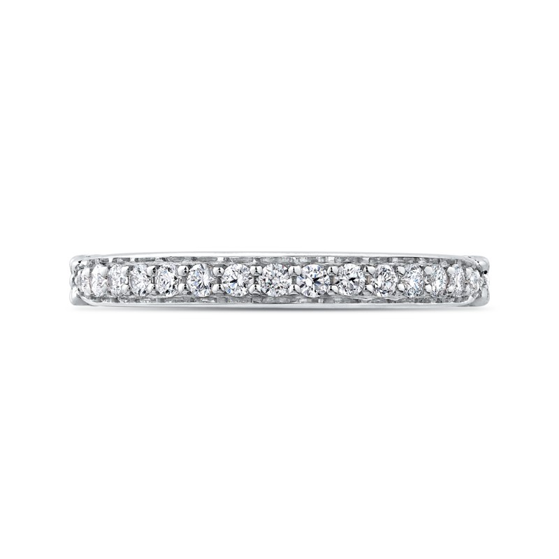 Round Diamond Half-Eternity Wedding Band in 14K White Gold