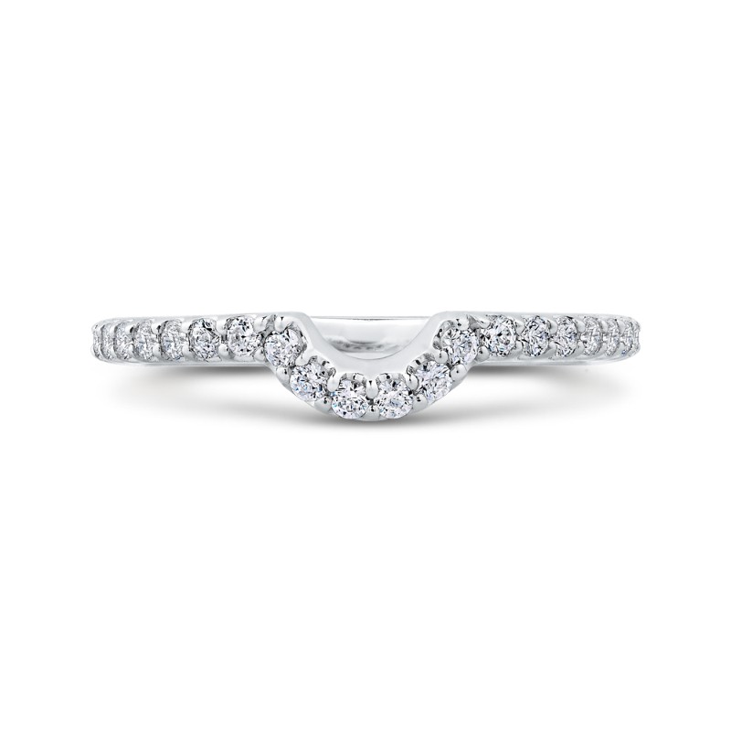 Round Diamond Half-Eternity Wedding Band in 14K White Gold