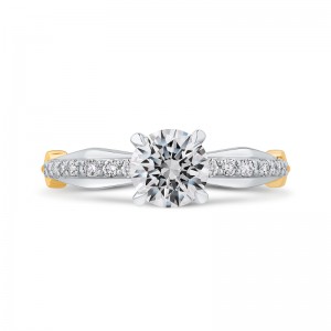 Euro Shank Round Diamond Engagement Ring in 14K Two Tone Gold (Semi-Mount)