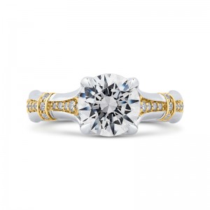 Diamond Floral Engagement Ring in 14K Two Tone Gold (Semi-Mount)