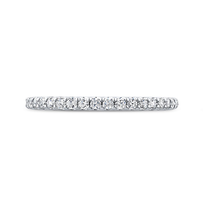 Round Diamond Half-Eternity Wedding Band in 14K White Gold