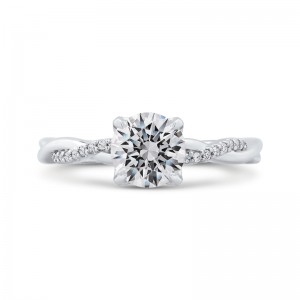 Round Diamond Engagement Ring with Criss-Cross Shank in 14K White Gold (Semi-Mount)