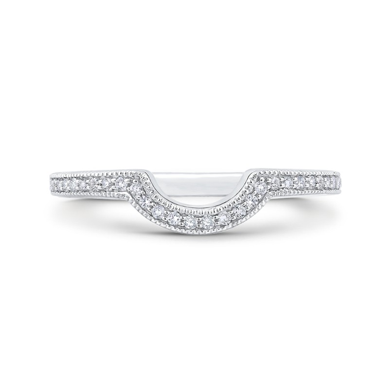 Round Diamond Half-Eternity Wedding Band in 14K White Gold