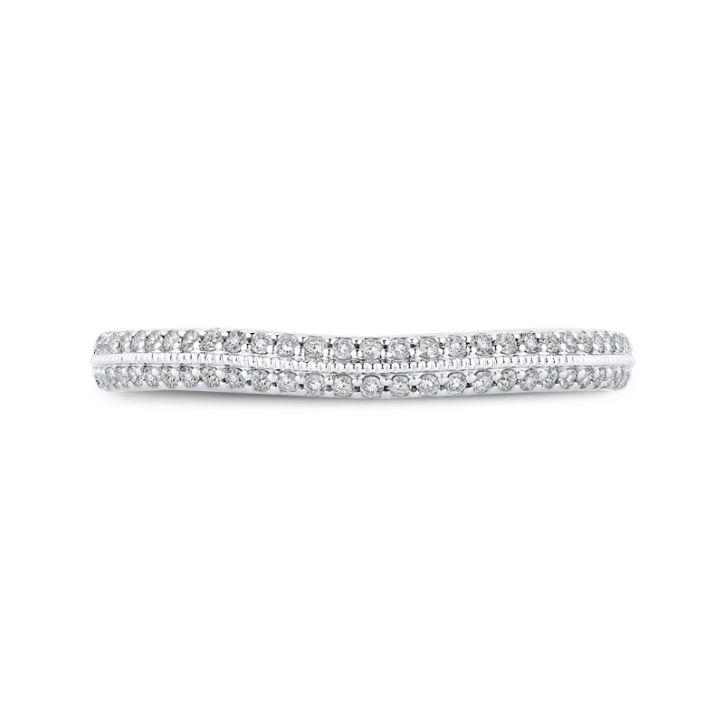 Diamond Half-Eternity Wedding Band in 14K Two Tone Gold