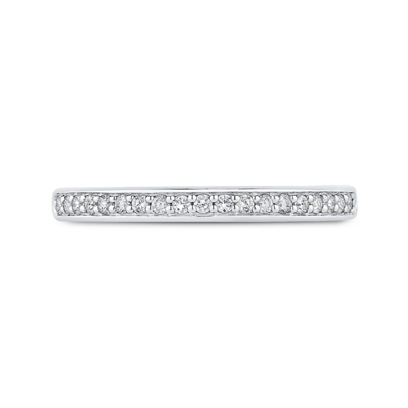 Round Diamond Half-Eternity Wedding Band in 14K Two Tone Gold