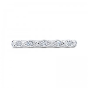 Marquise Cut Diamond Wedding Band in 14K White Gold