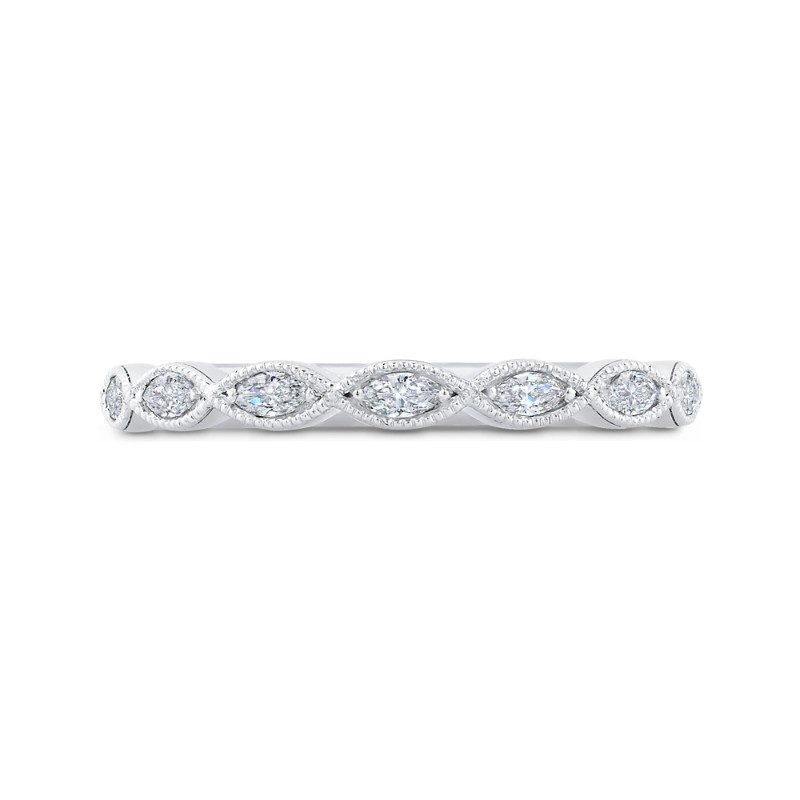 Marquise Cut Diamond Wedding Band in 14K White Gold