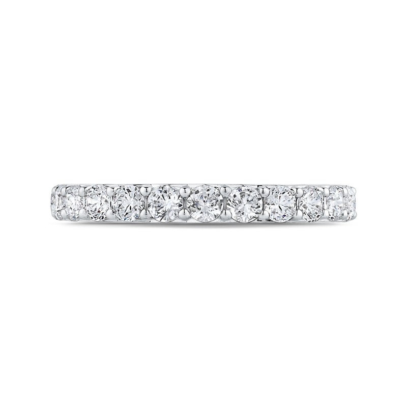 Round Diamond Half-Eternity Wedding Band in 14K White Gold