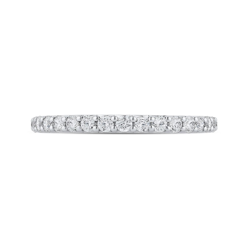 Round Diamond Half-Eternity Wedding Band in 14K White Gold