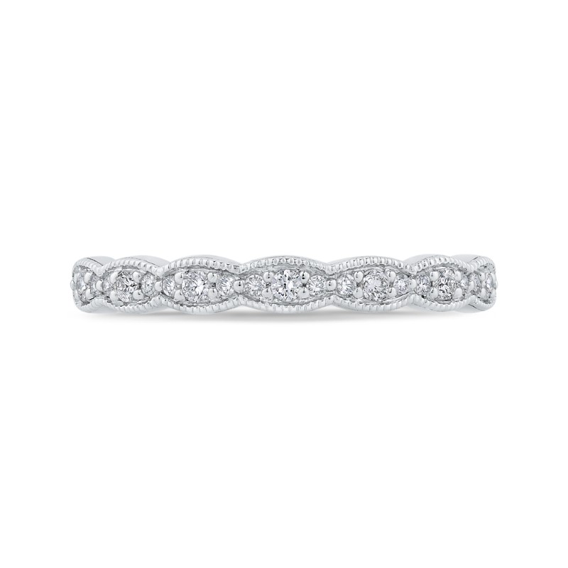 Round Diamond Half-Eternity Wedding Band in 14K White Gold