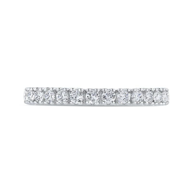 Euro Shank Round Diamond Half-Eternity Wedding Band In in 14K White Gold