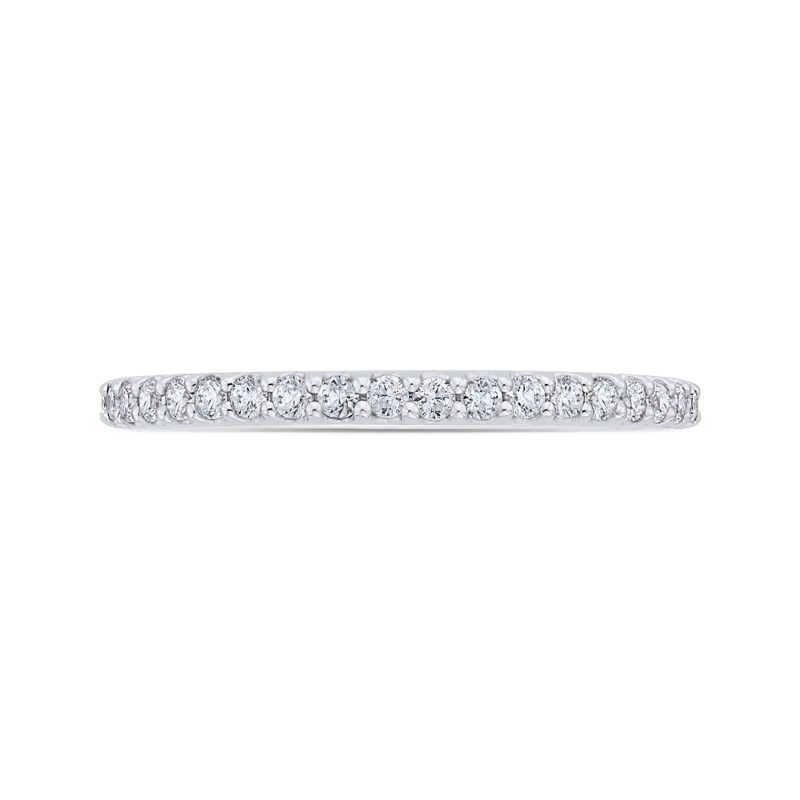 Round Half-Eternity Diamond Wedding Band in 14K White Gold