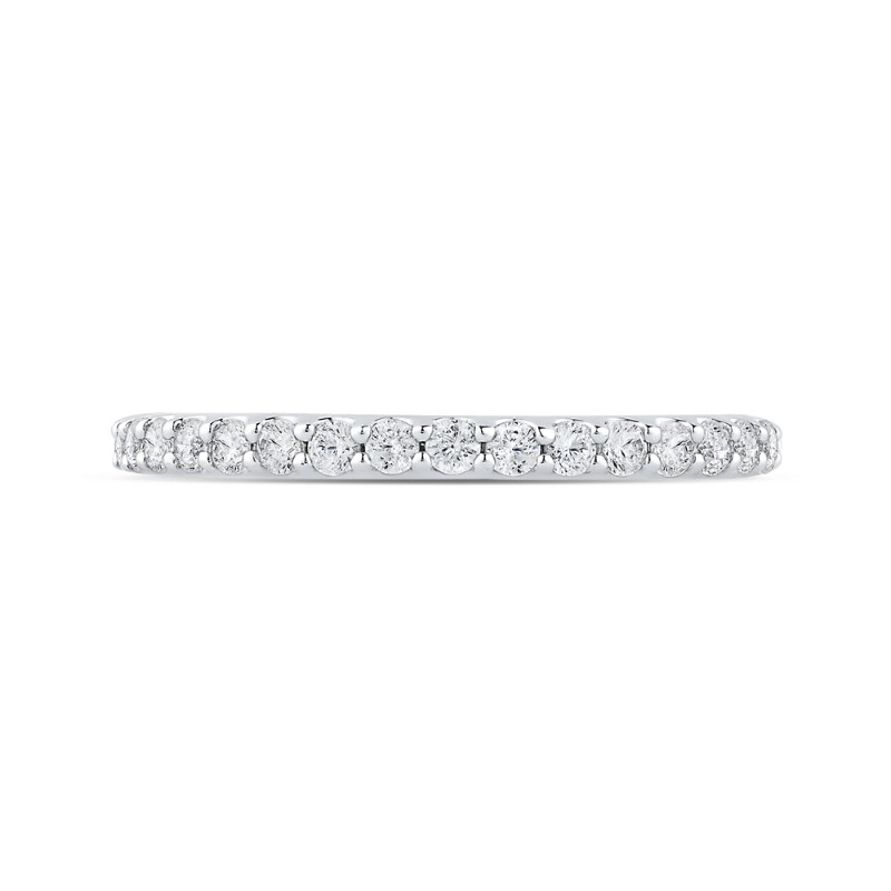 Round Diamond Half-Eternity Wedding Band in 14K Two Tone Gold