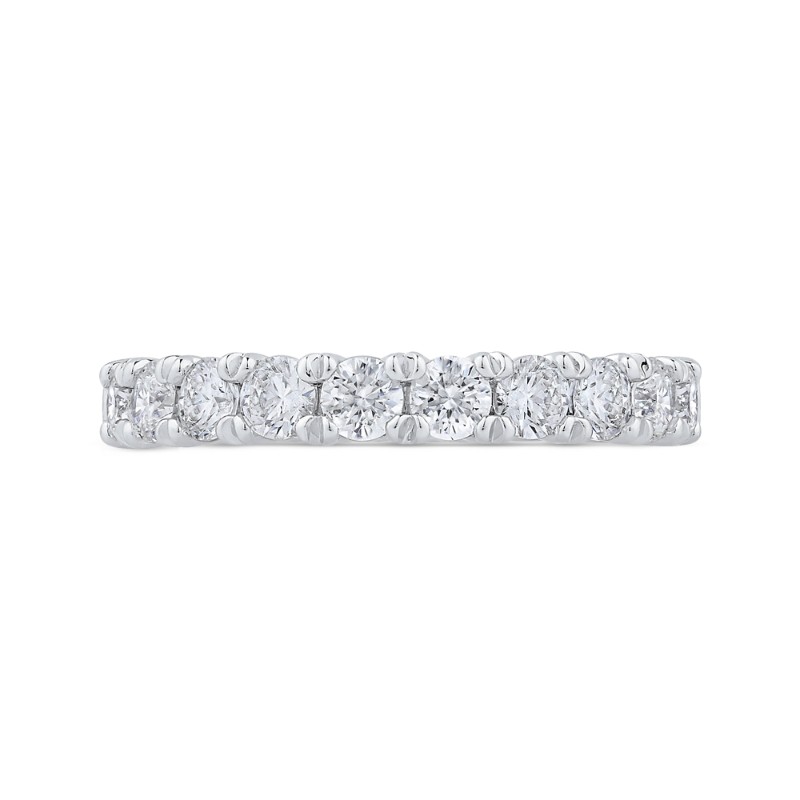 Round Diamond Half-Eternity Wedding Band in 14K White Gold