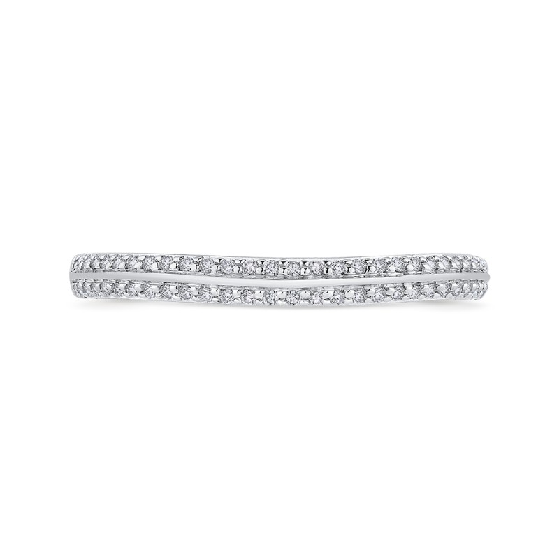 Euro Shank Round Diamond Half-Eternity Wedding Band In in 14K Two Tone Gold