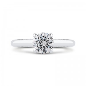 Round Diamond Halo Engagement Ring in 14K White Gold (Semi-Mount)