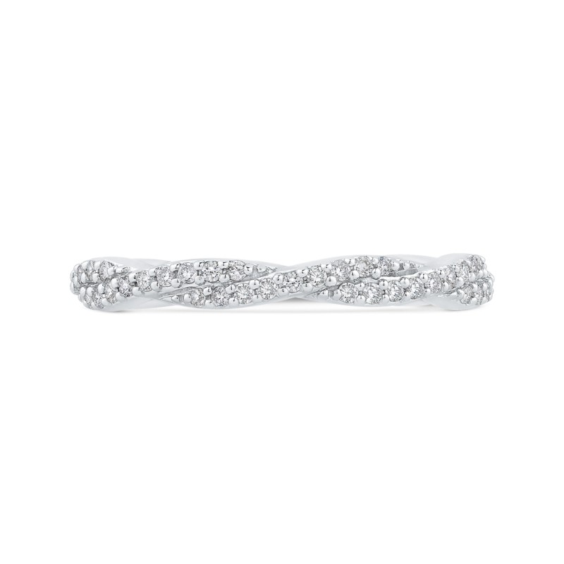 Diamond Crossover Shank Half-Eternity Wedding Band in 14K White Gold