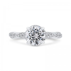 Round Diamond Crossover Shank Engagement Ring in 14K White Gold (Semi-Mount)