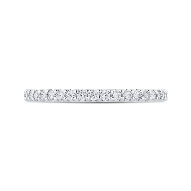 Round Diamond Half-Eternity Wedding Band in 14K Two Tone Gold