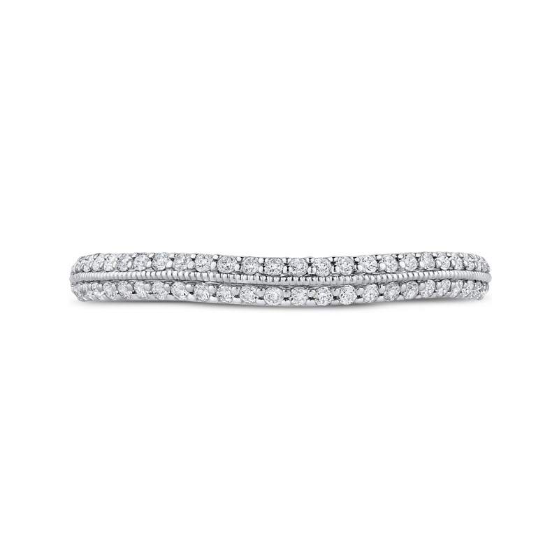 Round Diamond Half-Eternity Wedding Band in 14K Two Tone Gold
