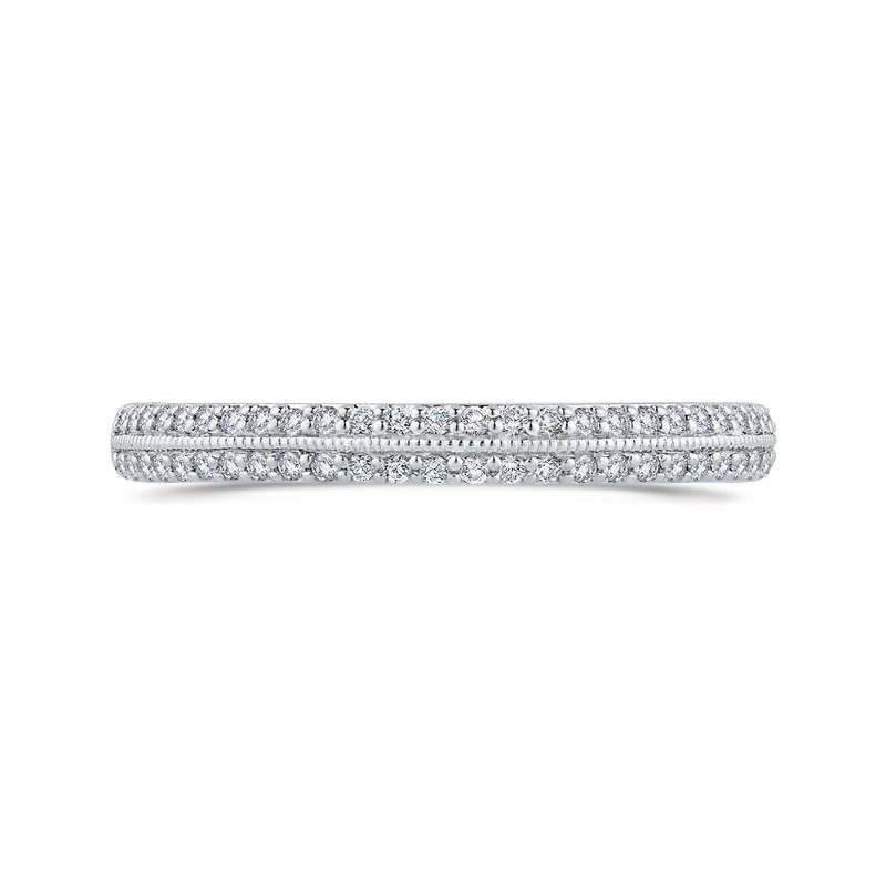 Round Diamond Half-Eternity Wedding Band in 14K Two Tone Gold