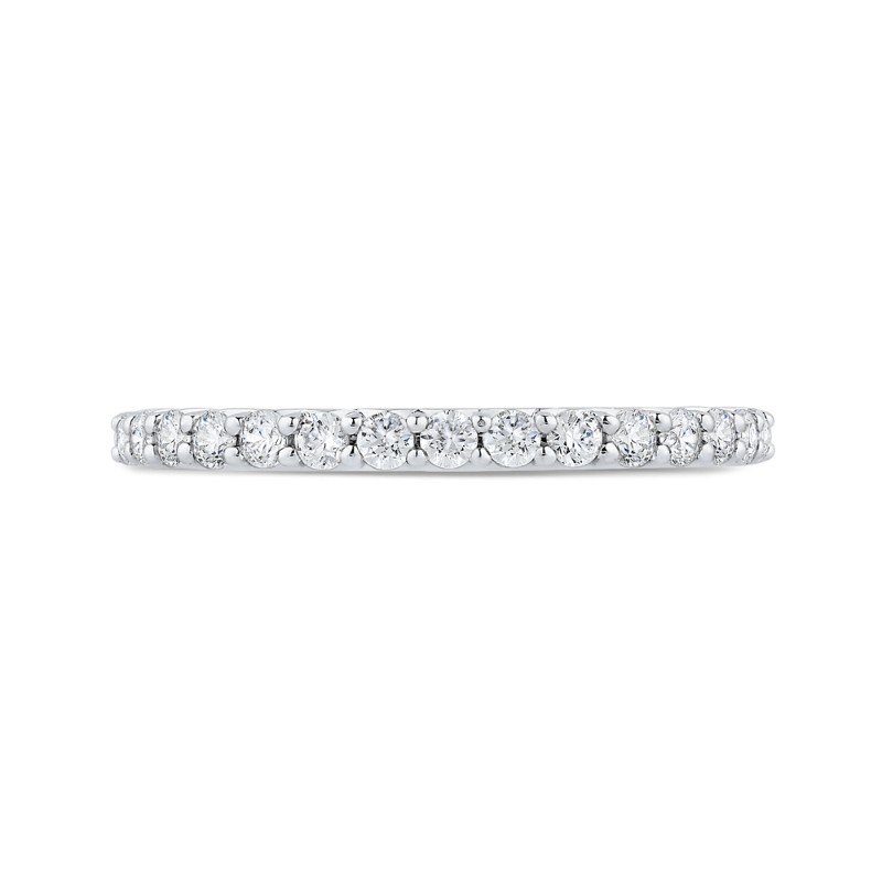 Round Diamond Half-Eternity Wedding Band in 14K White Gold