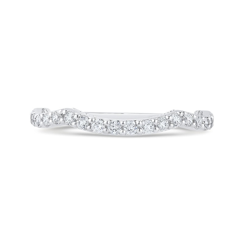 Round Diamond Half-Eternity Wedding Band in 14K White Gold