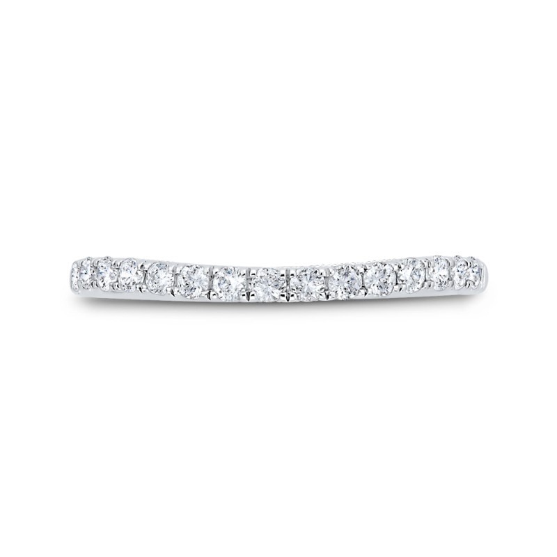 Round Half Run Diamond Wedding Band in 14K White Gold