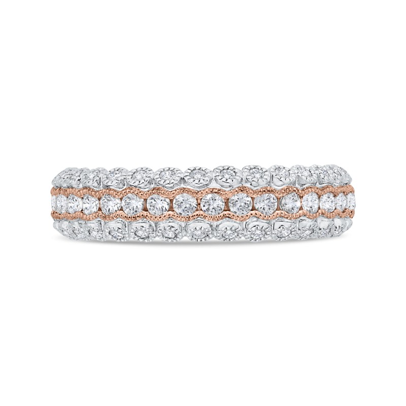 Diamond Wedding Band in 14K Two Tone Gold