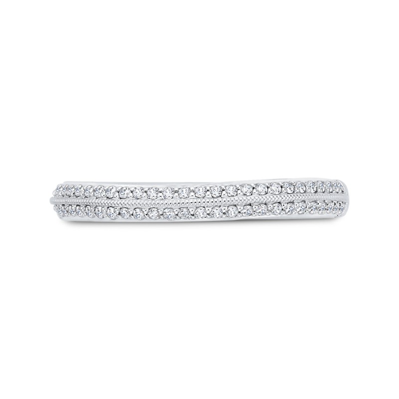 Euro Shank Round Diamond Wedding Band in 14K White Gold