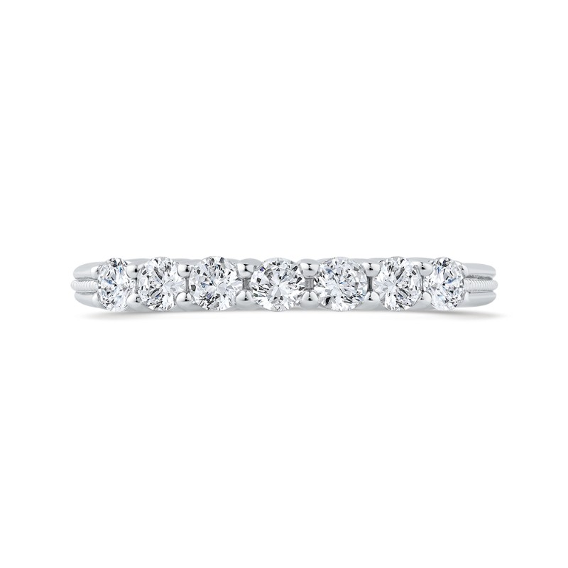 Euro Shank Round Diamond Wedding Band in 14K White Gold