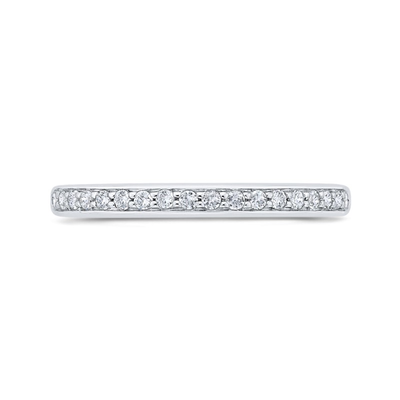 Euro Shank Round Diamond Wedding Band in 14K White Gold