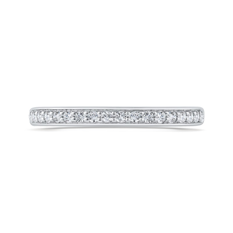 Euro Shank Round Diamond Wedding Band in 14K White Gold