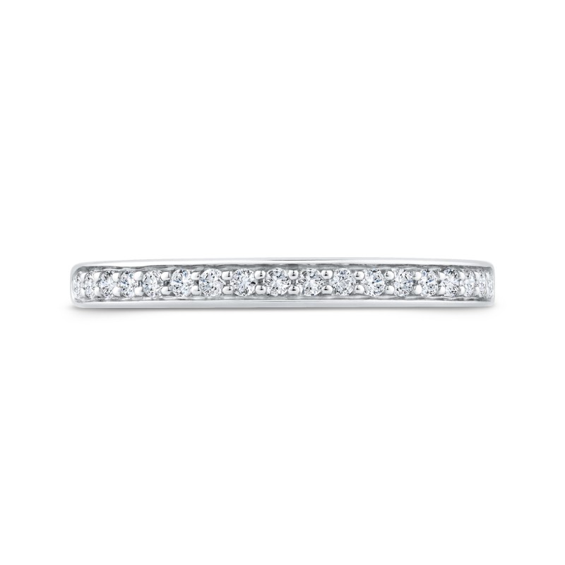 Euro Shank Round Diamond Wedding Band in 14K White Gold