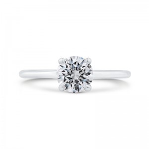 Diamond Engagement Ring with Plain Shank in 14K White Gold (Semi-Mount)