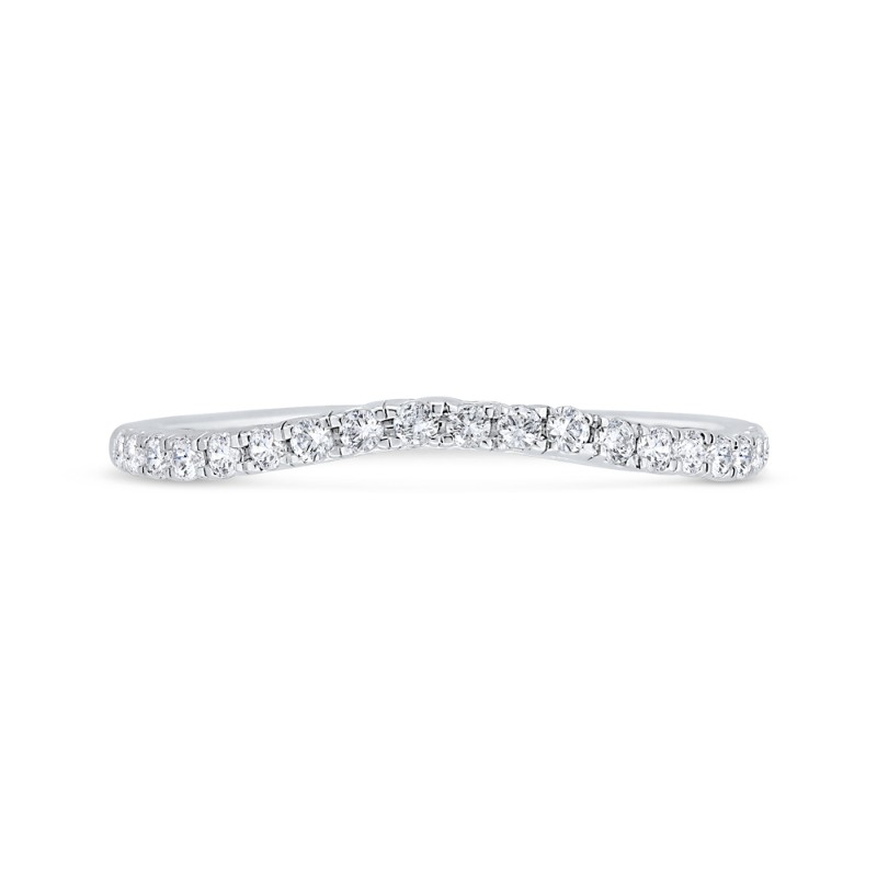 Half Run Round Diamond Wedding Band in 14K White Gold