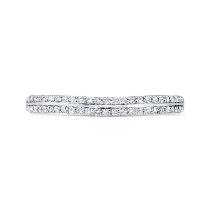 Euro Shank Double Row Diamond Wedding Band in 14K White Gold