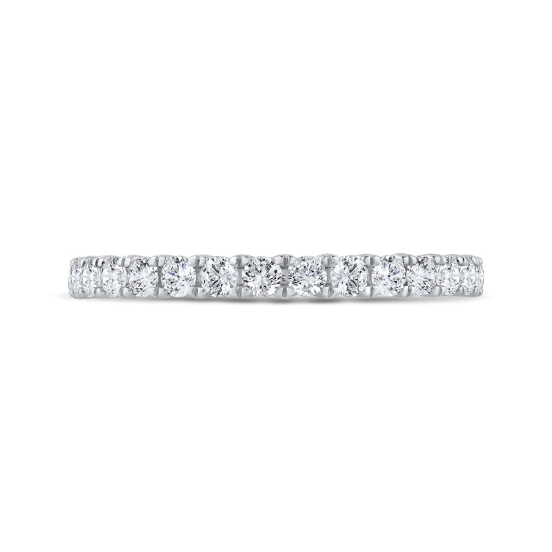 3/4 Run Round Diamond Wedding Band in 14K White Gold