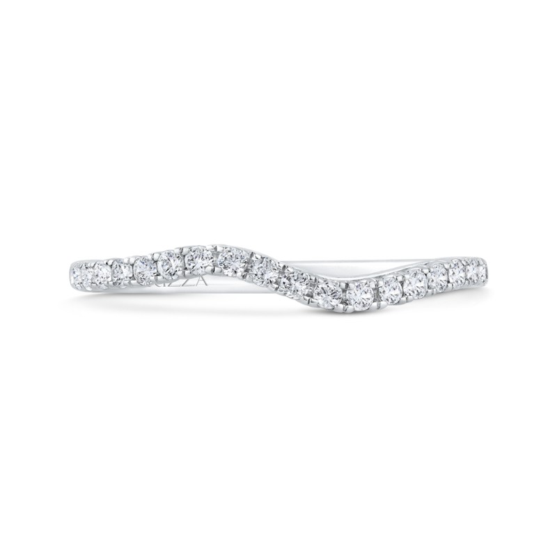 Half Run Round Diamond Wedding Band in 14K White Gold