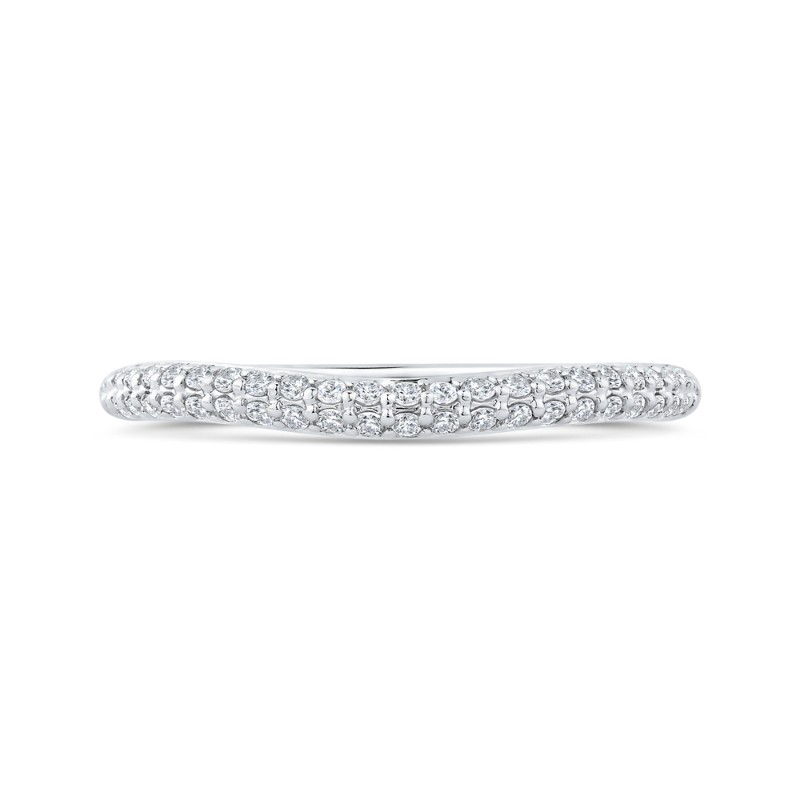 Double Row Round Diamond Wedding Band in 14K White Gold