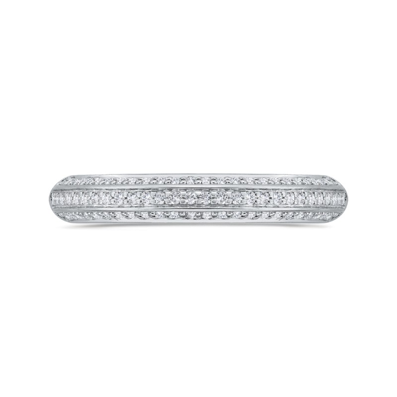 Three Row Diamond Wedding Band in 14K White Gold