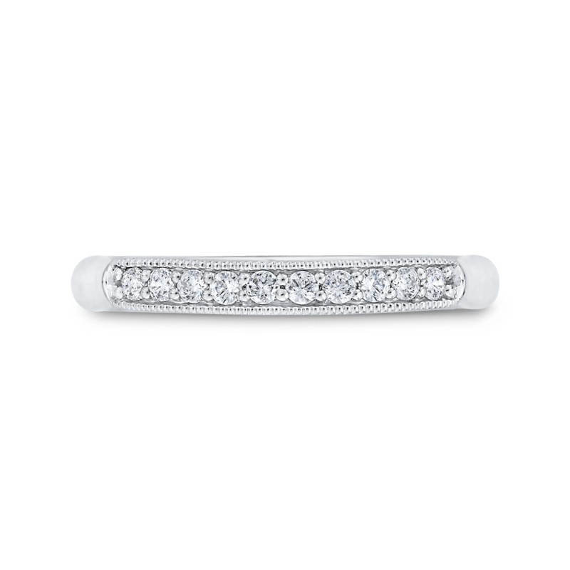 Diamond Wedding Band with Milgrain 14K White Gold