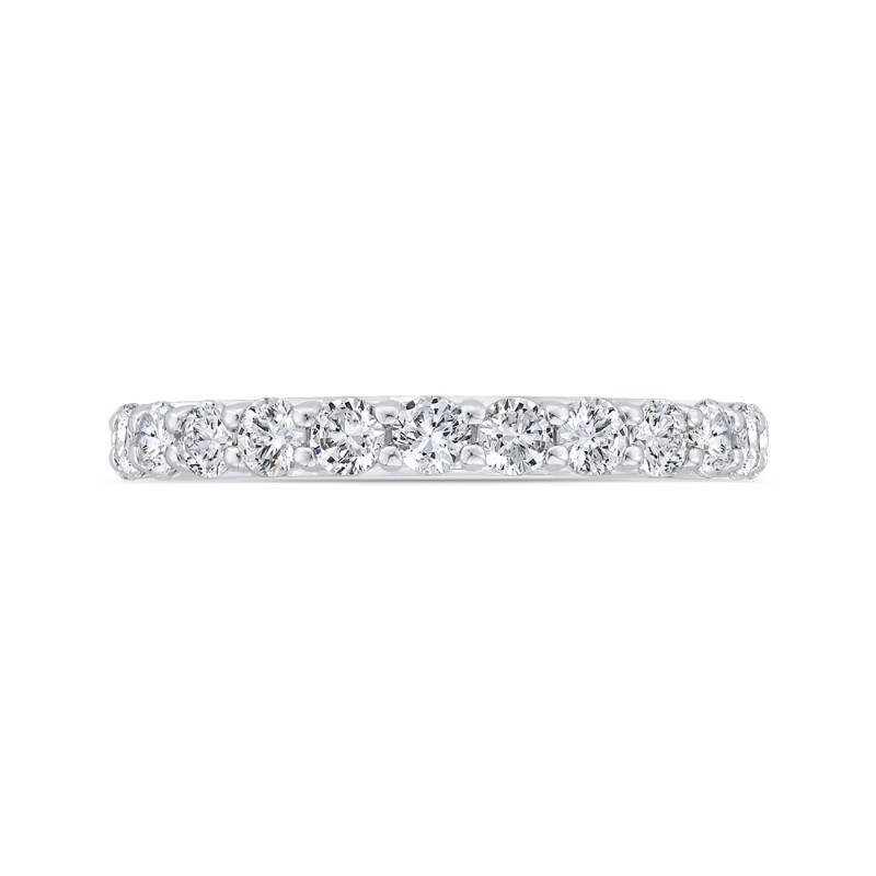 Half Run Diamond Wedding Band with Round Shank in 14K White Gold