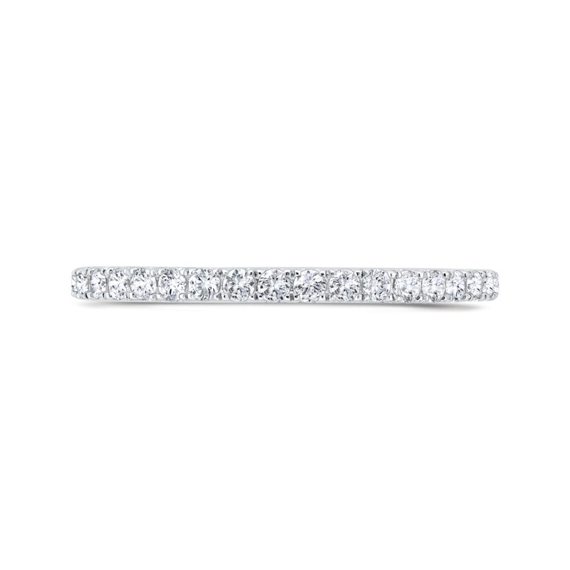 Half Run Diamond Wedding Band with Milgrain 14K White Gold