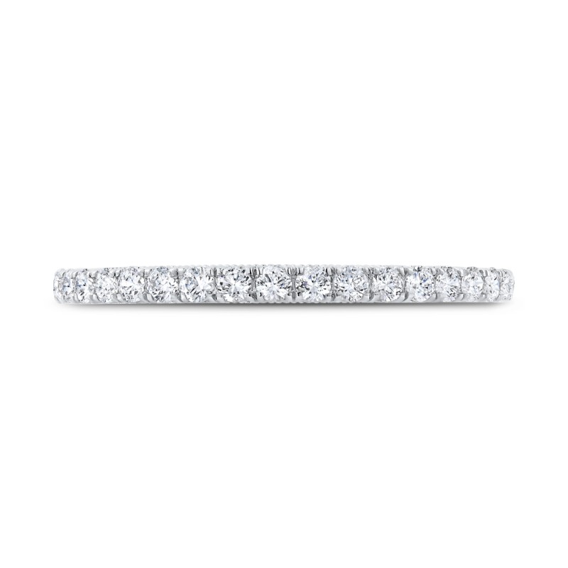 Diamond Wedding Band with Milgrain 14K White Gold
