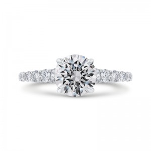 Round Diamond Engagement Ring with Milgrain 14K White Gold (Semi-Mount)